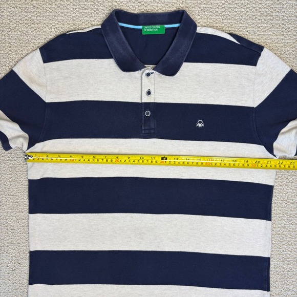 United Colors of Benetton Men's Rugby Stripe‎ Polo Shirt, XL, Navy - Picture 6 of 12